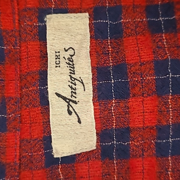 ICHI Antiquites Japan‎ Plaid Wool Blend Womens Blouse Top Full Button Shirt Sz L - Picture 3 of 6